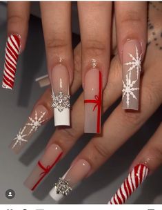 December Nails Square, Christmas Long Nails, December Nails, Hard Nails, Real Christmas