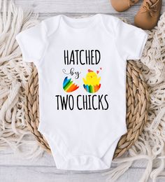 Two Moms Onesie, Lgbt Pregnancy Announcement, Funny Letter Print Onesie For Gender Reveal, Funny Gender Reveal Onesie With Letter Print, Cute Custom Print Onesie For Gender Reveal, Gender Reveal Onesie With Letter Print, Lesbian Baby Shower Ideas, Cute Onesie For Playtime On Mother's Day, Funny Mother's Day Onesie With Letter Print