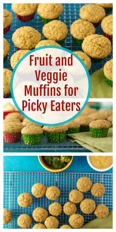 fruit and veggie muffins for picky eaters with text overlay