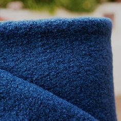 a close up view of a blue towel