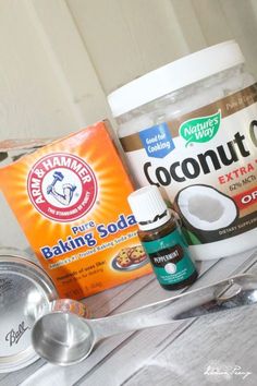 ingredients for baking on a table including coconut oil, sugar, and other foodstuffs