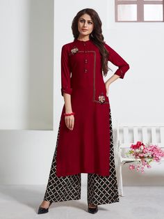 Ladies Kurti Design, Palazzo Kurti, Party Wear Kurti, Kurti With Palazzo, Latest Fashion For Girls