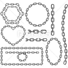 a set of chain and heart shapes