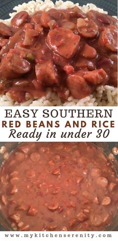 red beans and rice are ready in under 30 minutes to make an easy, delicious dinner