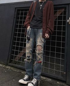 Edgy Outfits Male, Man Grunge Outfit, Grunge Clothing Male, Oc Fit Ideas, Grunge Style Outfits Men, Boys Grunge Outfits, Male Fashion Aesthetic Grunge, Male Baggy Clothes Aesthetic, Grunge Outfit Ideas Men