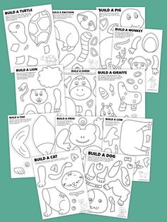 four printables for build a bear and other animal crafts, with instructions to make them