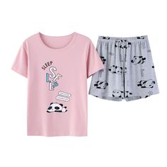 PRICES MAY VARY. Available Age - 10(US 6-8 Years); 12(US 8-10 Years); 14(US 12-14 Years); 16(US 15-16 Years); 18(US 16-17 Years) Material: 65% Cotton And 35% Polyester Fiber. Design: Adorable sleep panda patterns, cute cartoon cat, funny panda, dog and heart shape printed sleepwears. Style: Short sleeve, Crew necklines for easy on/off dressing. Elastic waistband and decorated with pockets. Washing: Machine wash or hand wash available. Sleepy Panda, Panda Dog, Trendy Stuff, Funny Panda, Funny Pajamas, Summer Pajama Set, Summer Sleepwear, Panda Pattern, Cute Cartoon Cat