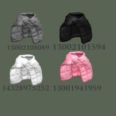 four different colors of winter coats