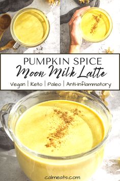 pumpkin spice men - milk latte recipe in a glass mug with cinnamon sprinkles on top