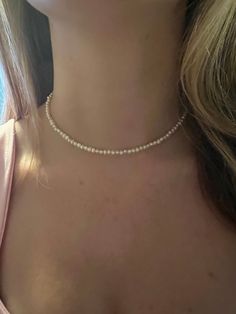 "Mini freshwater pearl necklace with a sterling silver 18k gold plated surface is an ideal classy addition to any wardrobe. The 16\" length makes it perfect for a choker size, then with the 3\" extension it allows you to decide on what length works best for you. Perfect gift for your bridesmaids, best friend or loved one in your life." Elegant Pearl Necklaces Hypoallergenic, Classic Pearl Choker Necklace As Gift, Classic Pearl Choker Necklace, Classic Pearl Choker Necklace For Gifts, Gold Pearl Necklace 16 Inch Length, 16 Inch Gold Pearl Necklace, Classic Pearl Drop Choker Necklace, Adjustable Classic Pearl Choker Necklace, Classic Gold Pearl Choker