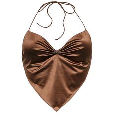 Y2K AESTHETIC CLOTHES | Y2K FASHION | Y2K OUTFITS - BOOOGZEL APPAREL – Boogzel Apparel Chic Fitted Brown Halter Top, Satin Scarf Top, Womens Party Tops, Satin Shirts, Floral Aesthetic, Satin Scarf, Womens Halter Tops, Backless Crop Top, Trendy Streetwear