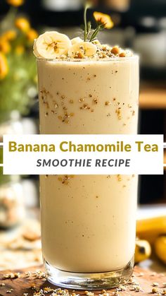 Craving something both sweet and soothing? This Banana Chamomile Tea Smoothie combines the natural sweetness of banana with the calming properties of chamomile tea. A perfect smoothie to unwind and enjoy! Cold Chamomile Tea, Chamomile Tea Latte, Tea Smoothie Recipe, Chamomile Recipes, Chamomile Tea Recipe, Green Tea With Milk, Postpartum Wellness, Tea Popsicles, Chamomile Tea Benefits