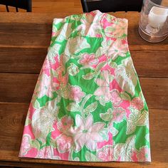 I Loved Lily Previously And I Have Had This Dress For So Long, My Style Has Changed Significantly. I Hope It Finds A Good Home!! Love Lily, Lilly Pulitzer Dress, Wearing Dress, Lily Pulitzer, Lilly Pulitzer, Pink And Green, Strapless Dress, Lily, Size 6