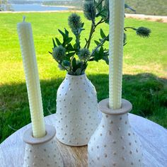 Knobby Ceramic Bud Vases / Taper Holders- Set of 3 | Solange & Frances Ceramic Bud Vases, Taper Holders, Shower Bench, Basket Tray, Bath Decor, Basket Decoration, Neutral Color, Home A, Bud Vases