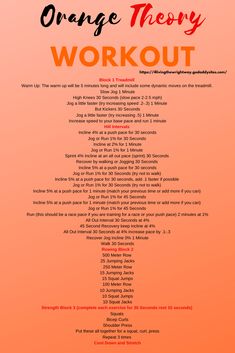 an orange poster with the words orange theory workout