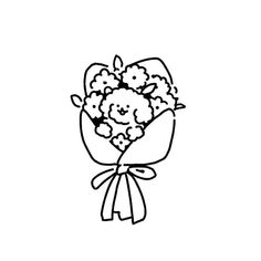 a black and white drawing of a bouquet of flowers