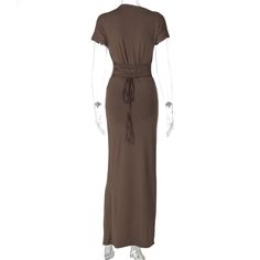 Please refer to our sizing chart for a guideline when choosing a size. 5 business days order processing time. 90% polyester 10% spandex Fitted Short Sleeve Maxi Dress In Solid Color, Fitted Solid Color Midi Maxi Dress, Stretch V-neck Maxi Dress With Tie Back, Solid Stretch Dresses With Side Slits, Short Sleeve Non-stretch Maxi Dress, Long Fitted Solid Color Dresses, Fitted Solid Dress With Side Slits, Fitted Solid Color Dress With Side Slits, Long Fitted Dress In A Specific Color