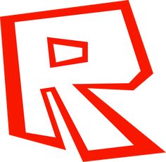 the letter r is made up of red squares and rectangles on a white background