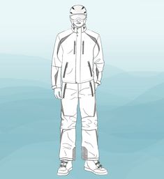 a drawing of a snowboarder standing in front of the camera