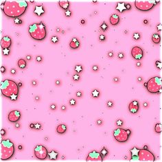 a pink background with stars and polka dots