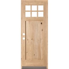 the front door is made from wood and has two glass panels on each side,