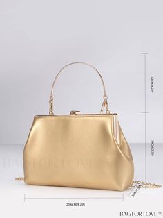 BagForLove - Gold Top Handle Square Bag - Chic and Compact for Party Product Description Color Gold Details Ruched Strap Type Top Handle Style Minimalist Pattern Type Plain Bag Size Small Type Box Bag Closure Type Kiss Lock Material PU Leather Composition 100% Polyurethane Size Chart INCH CM Bag Height Bag Length Bag Width Handle Height Strap Length 5.1 inch 8.7 inch 2 inch 3.5 inch 47.2 inch Bag Height Bag Length Bag Width Handle Height Strap Length 13 cm 22 cm 5 cm 9 cm 120 cm Details Pictures Portable Top Handle Shoulder Bag For Party, Chic Party Shoulder Bag, Party Shoulder Bag Clutch, Portable Top Handle Evening Bag For Party, Gold Satchel Bag For Party, Evening Portable Satchel Shoulder Bag, Handheld Party Shoulder Bag With Detachable Strap, Party Handheld Shoulder Bag With Detachable Strap, Party Crossbody Box Bag With Detachable Handle