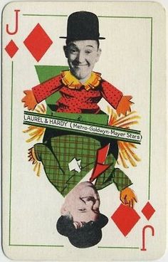 a playing card with an image of a man wearing a top hat and green pants