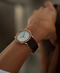 The all new Heritage 36 exclusively designed for women. With a 36mm case in rose gold and a cream white ceramic dial. #cornichewatches Closet Accessories, Elegant Look, Tick Tock, Gold Case, The Rose, Cream White, Pretty Things, Leather Watch, White Ceramics