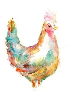 a watercolor painting of a chicken on a white background with the words regular price $ 350 00 up