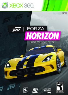 forza horizon limited collector's edition on the xbox 360 with an image of a yellow sports car