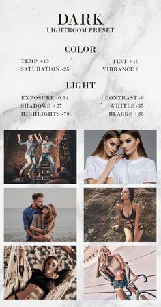 an advertisement for the dark lightroom preset