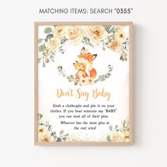 a card with an image of a fox and flowers on it, which reads date night diapers