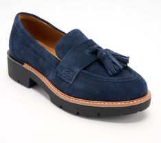 Crafted in rich suede with preppy styling and a just-chunky-enough lug sole, these loafers take you full steam into fall and winter. From Earth Brands Footwear. Chocolate Blue Shoes, Loafers Style, Lug Sole, Leather Slip Ons, Fall And Winter, Steam, Fashion Shoes, Leather Upper, Oxford