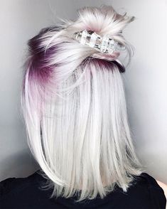 Purple shadow root by Chris Weber Hair Unicorn Hair Color, Maroon Hair, Cool Short Hairstyles, Silver Hair Color, Unicorn Hair, Platinum Blonde Hair, Pastel Hair, Color Inspo