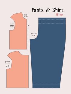 the front and back view of pants and shirt pattern