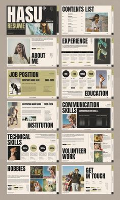 a bunch of different types of brochures are shown in this graphic design style