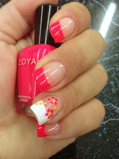 Bright Nail Designs, French Pedicure, Nail Tip Designs, Fingernail Designs, French Pink, Nail Art For Beginners, Pedicure Designs, Nail Art Designs Summer, Cute Summer Nails