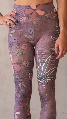 Fun Flower Child Mashup with patchwork flowers and pot leaves in a faux embroidery. Patchwork Flowers, Pot Leaves, Faux Embroidery, Gym Tights, Athleisure Leggings, Warrior Women, Eagle Rock, Female Founders, Legging Fits