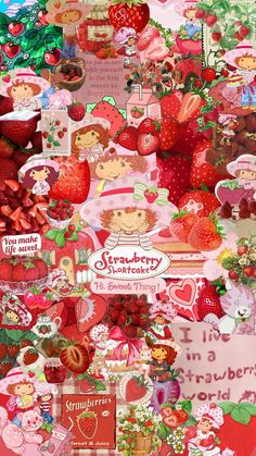 Strawberry Shortcake Desktop Wallpaper, Strawberry Shortcake Wallpaper Laptop, Cutsie Wallpapers, Cute Core Wallpaper, Strawberry Shortcake Wallpaper, Wallpaper Cantik Iphone, Cute Wallpapers Aesthetic, Strawberry Wallpaper