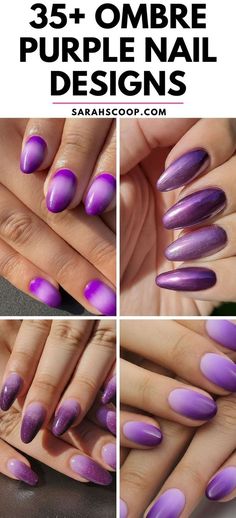 Unleash your creative side with these 35+ stunning ombre purple nail designs that are sure to make a statement! 💜💅 #Nails #NailDesigns #OmbreNails Different Shade Of Purple Nails, Neon Purple Nails, Statement Nails, Purple Gel Nails, Purple Ombre Nails, Purple Tips, Ombre Purple