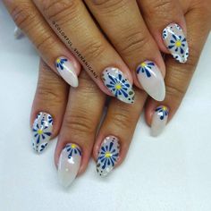 Portuguese Tile Nail Art, Mexican Tile Nail Art, Mexican Pottery Nails, Mexican Flower Nails, Mexican Tile Nails, Mexican Theme Nails, Cantarito Nails, Mexican Nails Designs Mexico, Tile Nail Art