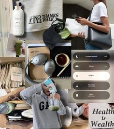 a collage of photos with various items in them and the words health is healthy