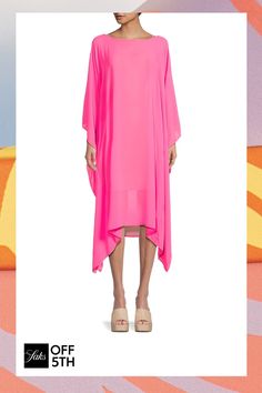 Boatneck Long Sleeves Pullover Asymmetric Hem Semi-Sheer Polyester Machine Wash Made In Usa Size & Fit About 43" From Shoulder To Hem Model Shown Is 5'10" (177cm) Wearing Us Size Small. Womens - W Trend Separates > Saks Off 5th. Renee C.. Color: Neon Pink. Size: M. Asymmetrical Flowy Midi Dress For Spring, Asymmetrical Tunic For Summer, Chic Asymmetrical Viscose Midi Dress, Spring High-low Hem Dress, Spring Asymmetrical Daywear Dress, Asymmetrical Spring Dress For Daywear, Pink Asymmetrical Dress With Asymmetrical Neckline For Spring, Asymmetrical Dresses For Daywear In Spring, Asymmetrical Dresses For Spring Daywear