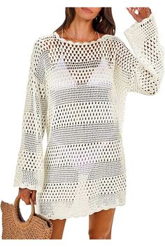 Amazon.com : Cover-Ups for women Knit Dress Outfit, Mexican Riviera Cruise, Summer Outfits Amazon, Boho Knitted Cardigan, Dresses From Amazon, Swimsuit Crochet, Knit Beach Dress, Mexican Riviera, Spring Outfits Ideas