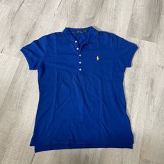 Barely Work Blue Women’s Stretchy Cotton Polo By Ralph Lauren Polo Shirt. Size Large Blue Polo Collar Workwear Shirt, Blue Polo Collar Shirt For Work, Blue Polo Shirt, Polo Ralph Lauren Women, Ralph Lauren Polo Shirt, Blue Polo Shirts, Ralph Lauren Polo Shirts, Ralph Lauren Women, Blue Polo