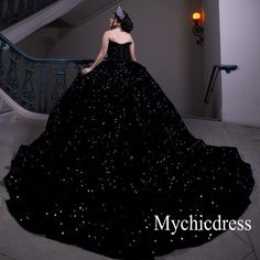 Get ready to shine in our Sparkly Sequined Black Quinceanera Dress! This stunning ball gown features intricate lace detailing and a sweetheart neckline for a touch of elegance. The lace-up back ensures a perfect fit, while the sparkly sequins add a glamorous touch. Perfect for your Quinceanera or any special occasion, this dress will make you stand out in style. Catalogue: Black Quinceanera DressesVenues: Hall,Church,Beach / Destination,Garden / OutdoorBack Details: Lace upSeason: Spring,Summer, Black Quinceanera Dress, Black Quinceanera, Black Quinceanera Dresses, Dresses Ball Gown, Quinceanera Dress, Sweet 16 Dresses, Sweet Dress, Quinceanera Dresses, Ball Dresses