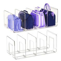 PRICES MAY VARY. ps 【Appropriate Measurement】: purse storage organizer measures approximately 12.6 x 5.7 x 5.1 inches (32 x 14.5 x 13 cm). The distance between dividers is about 7.5 cm (3 inches), making it suitable for purses of different sizes 【Fashionable and Minimalistic】The closet purse organizer makes an ideal gift for bag enthusiasts and storage organizers. The desk closet bag organizer is made of plastic .The smooth surfaces of the 4-section purse organizer make it easy to wipe clean wit Small Purse Organization, Organising Handbags, Purse Organization Closet, Purse Storage Ideas, Handbag Storage Ideas, Organizing Purses In Closet, Desk Closet, Closet Shelf Dividers, Handbag Organizer Insert