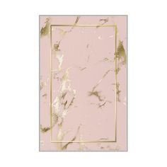 a pink and gold marble background with a golden rectangle frame on the top right