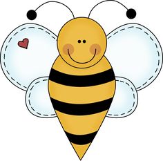 a bee with hearts on its chest and wings is smiling at the camera while he has his eyes closed