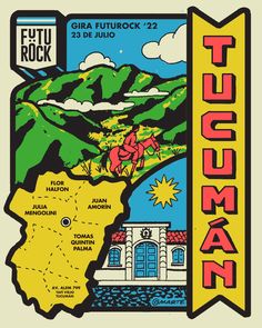 a poster with the name and map of tecuman